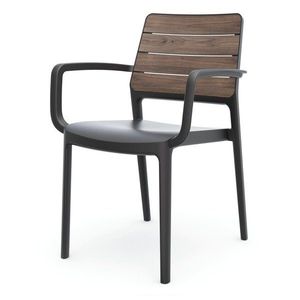 Tmavosivá/tmavohnedá plastová záhradná stolička Deco Porto – Keter vyobraziť