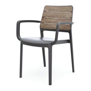 Tmavosivá/hnedá plastová záhradná stolička Deco Porto – Keter vyobraziť