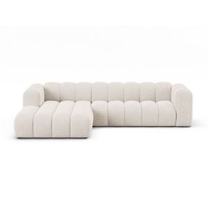 Krémovobiela ženilková rohová pohovka (ľavý roh/s leňoškou) Lupine – Micadoni vyobraziť