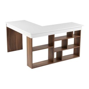 Pracovný stôl v dekore orecha 120x130 cm Vesper – Kalune Design vyobraziť