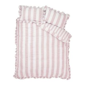 Ružové 3-dielne obliečky na dvojlôžko 200x200 cm Seersucker Frill Stripe – Catherine Lansfield vyobraziť