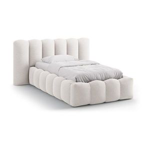 Krémová čalúnená jednolôžková posteľ s úložným priestorom s roštom 90x200 cm Lupine – Micadoni vyobraziť