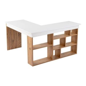 Pracovný stôl v dekore borovice 120x130 cm Vesper – Kalune Design vyobraziť