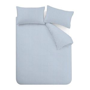 Modré obliečky na jednolôžko 135x200 cm Epping Textured Stripe – Catherine Lansfield vyobraziť