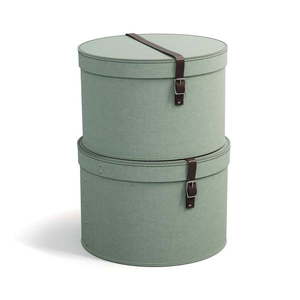 Zelenomodré kartónové úložné boxy v súprave 2 ks s vekom ø 37, 5x25, 5 cm Rut Canvas Paper Laminate – Bigso vyobraziť