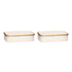 Béžové látkové úložné boxy v súprave 2 ks s vekom 38x26x9 cm Ecru – Hübsch vyobraziť