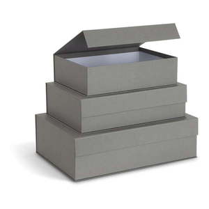 Sivé kartónové úložné boxy v súprave 3 ks s vekom 42, 5x29, 5x13 cm Kian Paper Laminate – Bigso vyobraziť