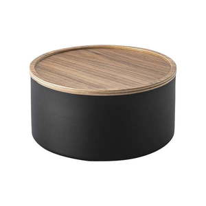 Čierny kovový úložný box s vekom ø 22x11 cm Rin – YAMAZAKI vyobraziť