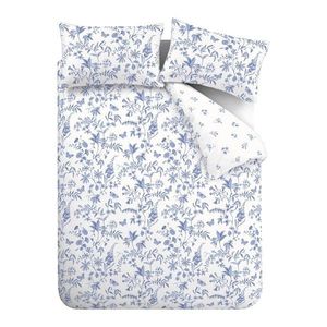 Modré 3-dielne obliečky na dvojlôžko z bavlneného perkálu 200x200 cm Thea Floral – Bianca vyobraziť