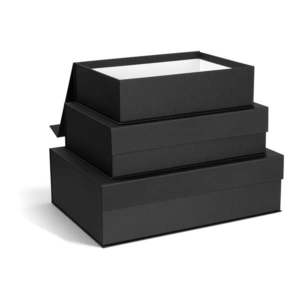 Tmavosivé kartónové úložné boxy v súprave 3 ks s vekom 42, 5x29, 5x13 cm Kian Paper Laminate – Bigso vyobraziť
