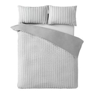 Sivé obliečky na jednolôžko 135x200 cm So Soft Seersucker Stripe – Catherine Lansfield vyobraziť