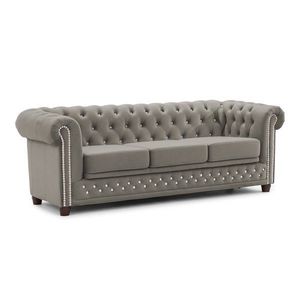 Sivá zamatová rozkladacia pohovka 203 cm York Blik – Ropez vyobraziť