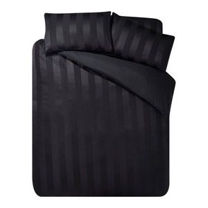 Čierne 3-dielne saténové obliečky na dvojlôžko 200x200 cm So Soft Satin Stripe – Catherine Lansfield vyobraziť