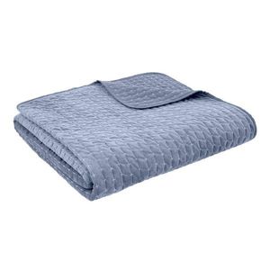 Modrý zamatový prešívaný pléd 240x260 cm Attica Velvet – Bianca vyobraziť