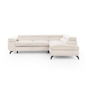 Krémovobiela menčestrová rohová pohovka (pravý roh/do L) Marbeya – Ropez vyobraziť