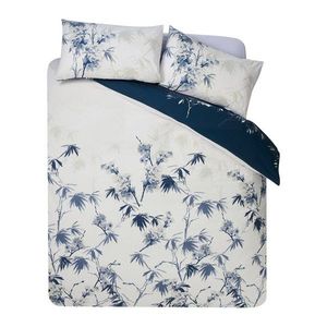 Tmavomodré/krémovobiele 3-dielne obliečky na dvojlôžko 200x200 cm Kyoto Floral – Catherine Lansfield vyobraziť