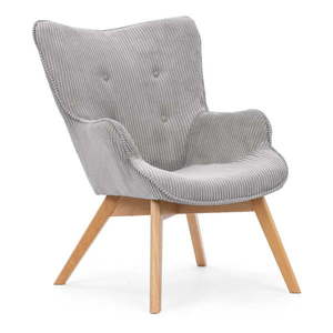 Sivé menčestrové kreslo Niko – Ropez vyobraziť