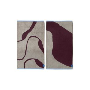 Vínové/sivobéžové froté uteráky v súprave 2 ks z bio bavlny 40x55 cm Nova Arte – Mette Ditmer Denmark vyobraziť