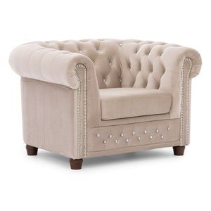 Béžové zamatové kreslo chesterfield York Blik – Ropez vyobraziť
