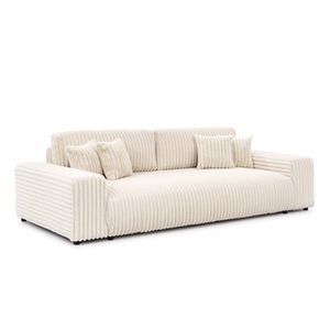 Krémovobiela menčestrová rozkladacia/s úložným priestorom pohovka 260 cm Justin – Ropez vyobraziť