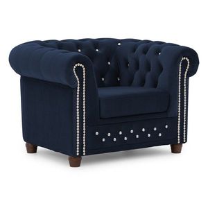 Modré zamatové kreslo chesterfield York Blik – Ropez vyobraziť