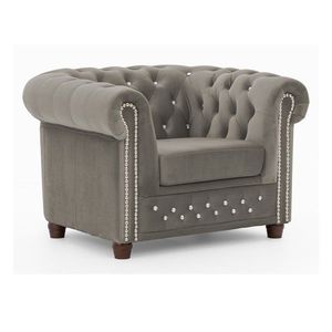 Sivé zamatové kreslo chesterfield York Blik – Ropez vyobraziť