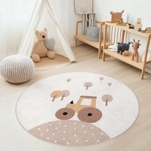 Béžový prateľný detský hrací koberec ø120 cm Tractor World – Mila Home vyobraziť