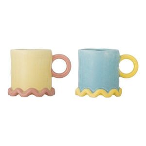 Svetložlté/svetlomodré keramické hrnčeky v súprave 2 ks 350 ml Polly – Bloomingville vyobraziť