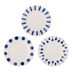 Biele/modré kameninové taniere v súprave 3 ks ø 28 cm Linora – Bloomingville vyobraziť