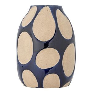 Tmavomodrá/krémovobiela kameninová váza (výška 20 cm) Bashir – Bloomingville vyobraziť