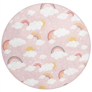 Ružový prateľný detský koberec ø120 cm Rainbow World – Mila Home vyobraziť