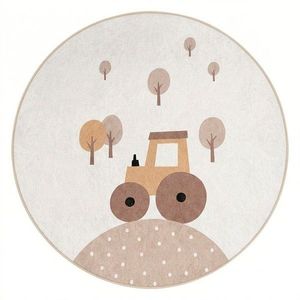 Béžový prateľný detský koberec ø120 cm Tractor World – Mila Home vyobraziť