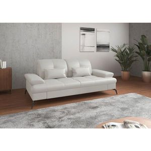 Sit & More TROJMIESTNA POHOVKA, biela, kombinácia pravá koža/látka vyobraziť