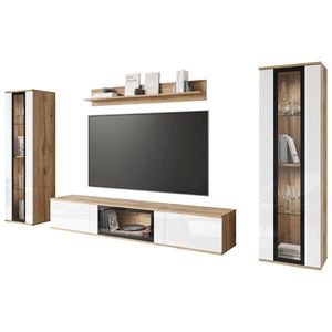 Livetastic OBÝVACIA STENA, dub wotan, biela s vysokým leskom vyobraziť