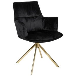 Novel STOLIČKA S PODRÚČKAMI, ušľachtilá oceľ, zamat, čierna, zlatá vyobraziť