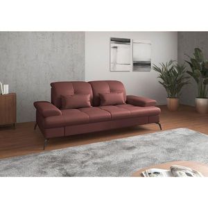 Sit & More TROJMIESTNA POHOVKA, červenohnedá, kombinácia pravá koža/látka vyobraziť