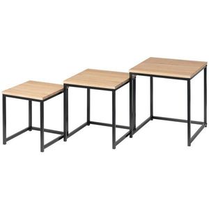 MID.YOU SADA ZASÚVACÍCH STOLÍKOV, prírodná farba, čierna, kov, kompozitné drevo, vyobraziť