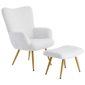 Ti'me RELAXAČNÉ KRESLO S PODNOŽKOU, kov, textil, biela vyobraziť