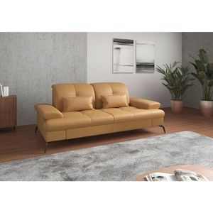 Sit & More TROJMIESTNA POHOVKA, kari žltá, kombinácia pravá koža/látka vyobraziť