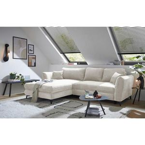 Livetastic ROZKLADACIA ROHOVÁ SEDAČKA, textil, slonovinová vyobraziť