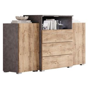 P & B ŠIROKÁ KOMODA, antracitová, farba duba košíčkatého, 150/81/37 cm vyobraziť