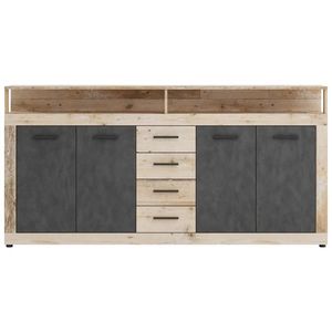 MID.YOU ŠIROKÁ KOMODA, antracitová, farba duba, 190/96/32 cm vyobraziť