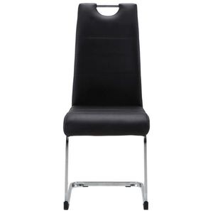 P & B STOLIČKA S PRUŽNÝM PODNOŽÍM, vzhľad kože, čierna, chrómová vyobraziť
