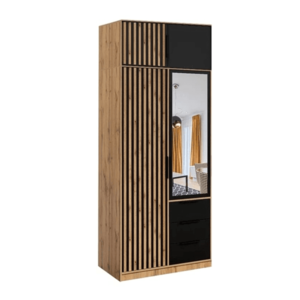 ArtStol Šatníková skriňa BALI LUX D2 s nadstavcom | dub wotan/čierna vyobraziť