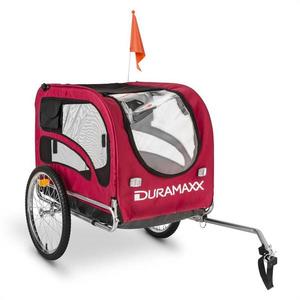 DURAMAXX King Rex, príves na bicykel pre psov, 250 l, 40 kg, oceľové rúry, červený vyobraziť
