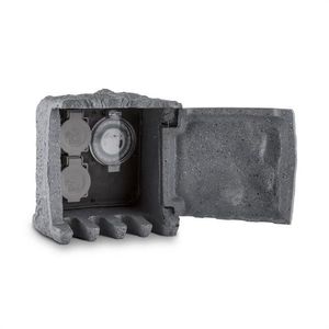 Waldbeck Timer Rock, záhradná zásuvka, 2-itý rozdeľovač, 5 m, spínacie hodiny, skala, tmavosivá vyobraziť