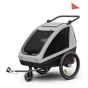 KLARFIT GoKiddo, príves na bicykel, príves/kočík, skladací, integrované brzdy, rastúci, pre 2 deti vyobraziť