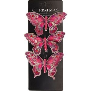 Set vianočných ozdôb Motýle, červená, 12x8x2cm, s klipom, SET 3 KS vyobraziť