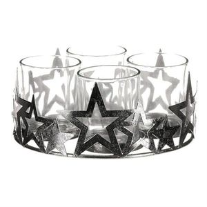 Adventný svietnik s kalíškami Hviezda, kov, strieborná vyobraziť