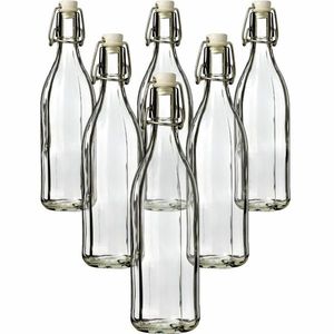 Sklenená fľaša s clip uzáverom, 1 l, 6 ks, 1 l vyobraziť